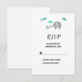 Mommy Baby Elephant mit Clouds Duwer RSVP Card Karte (Vorne/Hinten)