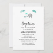 Mommy Baby Elephant mit Clouds Taufe Einladung (Vorderseite)