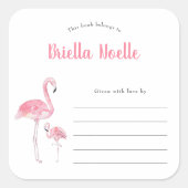 Mommy + Baby Flamingo Buchzeichen Quadratischer Aufkleber (Vorderseite)