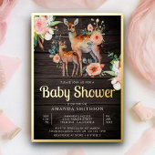 Mommy Baby Floral Deer Wood Baby Dusche Gold Folieneinladung