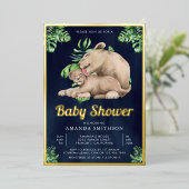 Mommy Baby Lion Cub Jungle Navy Baby Dusche Gold Folieneinladung (Stehend vorne)