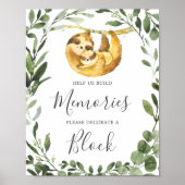 Mommy Baby Sloth Baby Dusche Dekorieren ein Blockz Poster (Vorne)