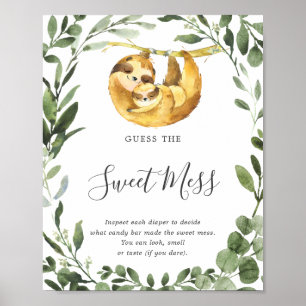 Mommy Baby Sloth Babydusche schätzt das süße Chaos Poster