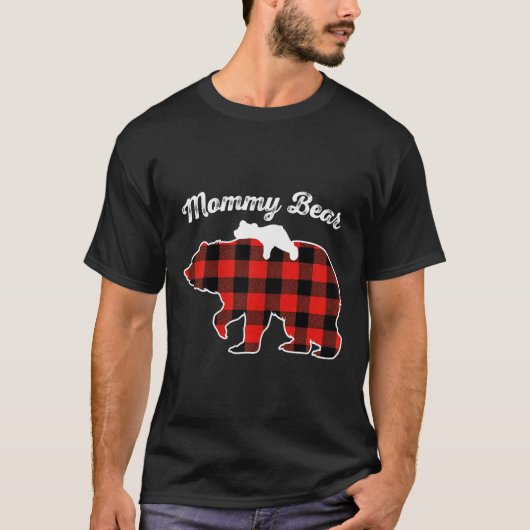 Mommy Bear Flannel Red Plaid Pajama Family Matchin T-Shirt (Vorderseite)