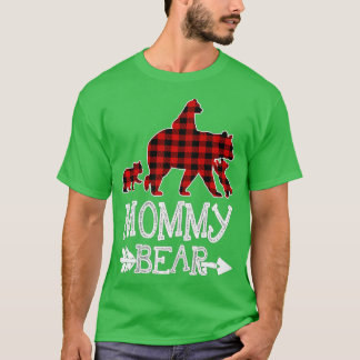 Mommy Bear Three Cubs Red Kariert Mama Christmas P T-Shirt