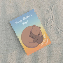 Mommy Bear umarmt Baby Bear Cub Mutter Tag