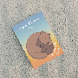Mommy Bear umarmt Baby Bear Cub Mutter Tag Karte