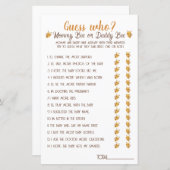 Mommy Bee oder Daddy Bee Guess Who Baby Showspiel (Vorne/Hinten)