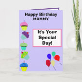 Mommy Birthday Pink Cupcake Tower FOTO Karte (Vorderseite)