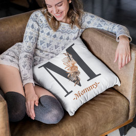 Mommy black M typografie mit goldener Blume Kissen