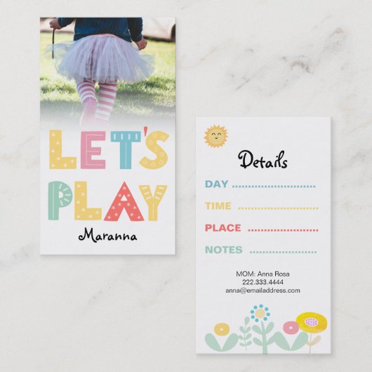 *~* Mommy Card - Spieldatenkarte spielerische Farb Visitenkarte (Vorne/Hinten)