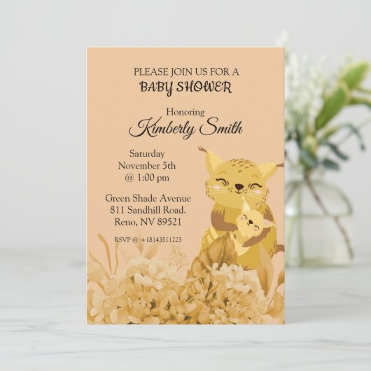 Mommy Cat Liebe Kinderdusche Einladung (Stehend Vorderseite)