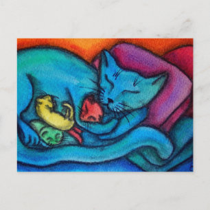 Mommy Cat Lieben Ihre Kätzchen Postkarte