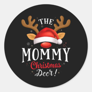 Mommy Christmas Deer Pjs Xmas Familie Matching Runder Aufkleber