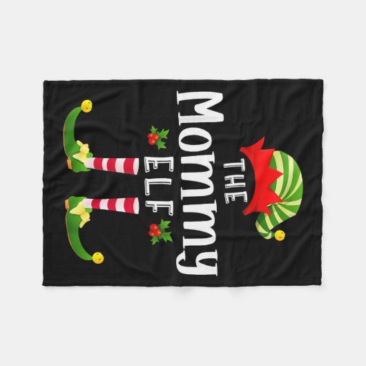 Mommy Christmas Elf Matching Pajama X-mas Party Fleecedecke (Vorderseite (Horizontal))