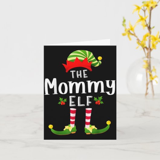 Mommy Christmas Elf Matching Pajama X-mas Party Karte (Gelbe Blume)
