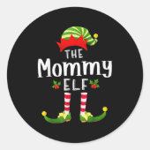Mommy Christmas Elf Matching Pajama X-mas Party Runder Aufkleber (Vorderseite)
