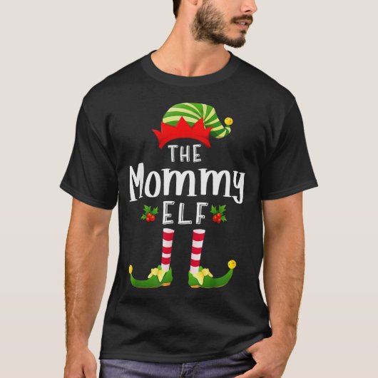 Mommy Christmas Elf Matching Pajama X-mas Party T-Shirt (Vorderseite)