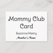 Mommy Club Card Funny Calling Card Telefonnummerkarte (Vorderseite)