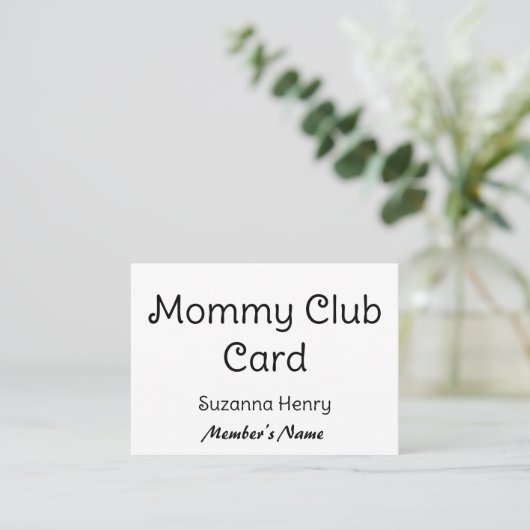 Mommy Club Card Funny Calling Card Telefonnummerkarte (Stehend Vorderseite)