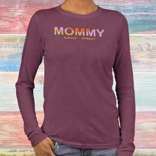 Mommy Custom Kids Names Retro Colors Minimalistisc Tri-Blend Shirt