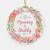 Mommy & Daddy 1. Weihnachtsgebäck Personalisiert Keramik Ornament (Vorne)