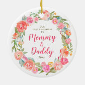 Mommy & Daddy 1. Weihnachtsgebäck Personalisiert Keramik Ornament (Hinten)