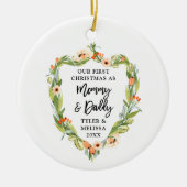 Mommy Daddy, Personalisierte Grüne Keramik Ornament (Vorne)