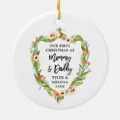 Mommy Daddy, Personalisierte Grüne Keramik Ornament (Hinten)