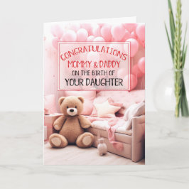 Mommy Daddy Pink New Baby Herzlichen Glückwunsch Karte