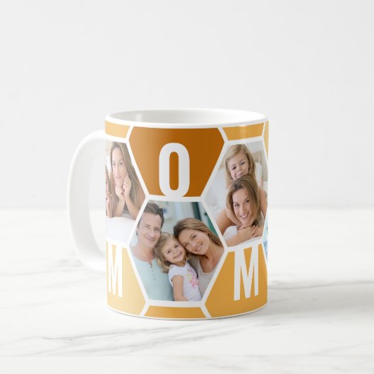 Mommy Editable 5 Foto 5 Letter Honeycomb Kaffeetasse (Vorderseite Links)