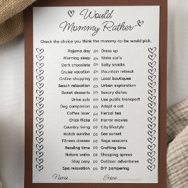 Mommy eher Baby Shower Game Card Einladung