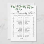 Mommy eher Baby Shower Game Card Einladung (Vorderseite)