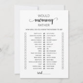 Mommy eher Baby Shower Game Card Einladung (Vorderseite)