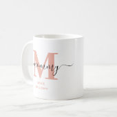 Mommy Elegant Script Monogram Kaffeetasse (Vorderseite Links)