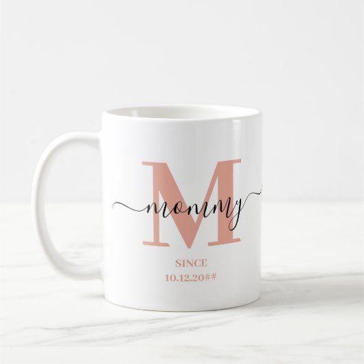 Mommy Elegant Script Monogram Kaffeetasse (Links)