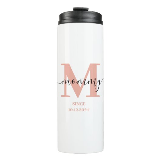 Mommy Elegant Script Monogram Thermosbecher (Vorderseite)