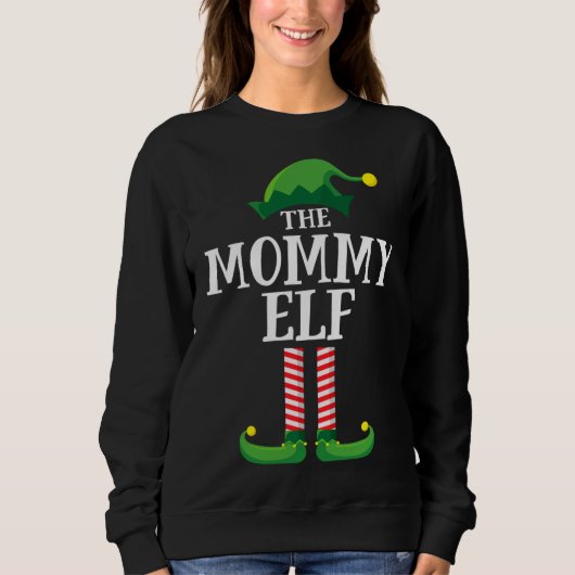 Mommy Elf Matching Familienweihnachtliches Party Sweatshirt (Vorderseite)