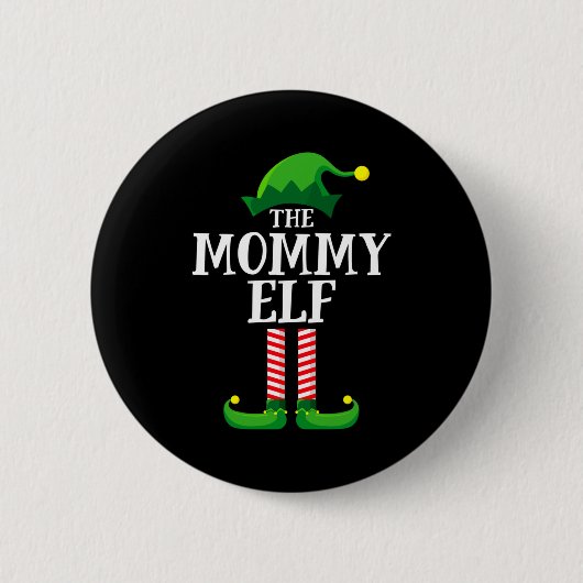 Mommy Elf Matching Family Christmas Party Button (Vorderseite)