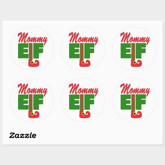 Mommy Elf Runder Aufkleber (Blatt)