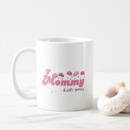 Mommy Est 2024 Tasse Niedliche Junge Mutter Kaffee (Mit Donut)