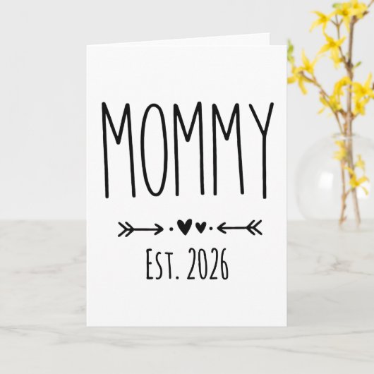 Mommy Est 2026 Pregnancy Minimalist Personalized  Karte (Gelbe Blume)