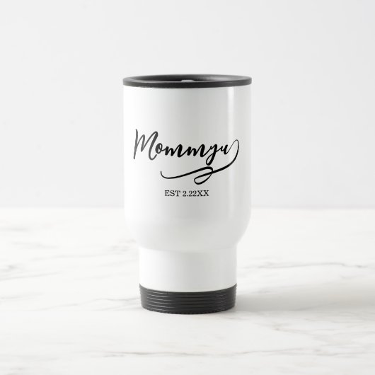 Mommy Est elegant black and white  Reisebecher (Mittel)