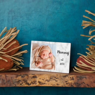 Mommy Est Year Marble Foto New Mother Gift Fotoplatte
