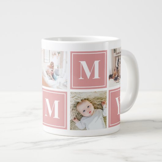 Mommy Foto Collage Custom Giant Coffee Tasse (Vorderseite Rechts)