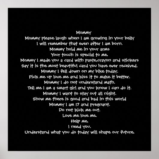 Mommy Gedicht Poster (Vorne)