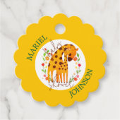 Mommy Giraffe und Calf Baby Shower Geschenkanhänger (Vorderseite)