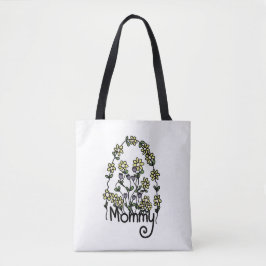 Mommy Hand Drawn Blumendesign Toag Tasche