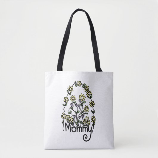 Mommy Hand Drawn Blumendesign Toag Tasche (Vorderseite)