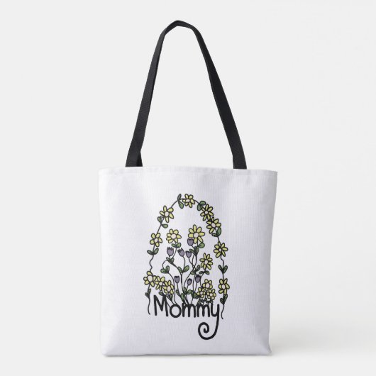 Mommy Hand Drawn Blumendesign Toag Tasche (Rückseite)